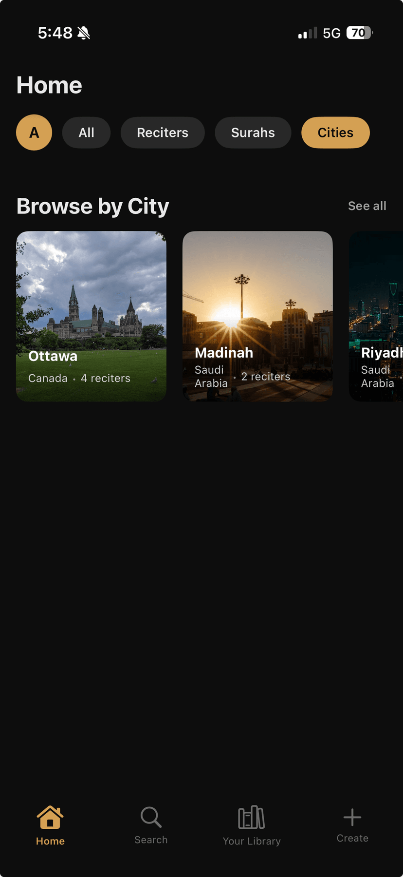 Aswaat cities view showing Ottawa, Madinah, and Riyadh